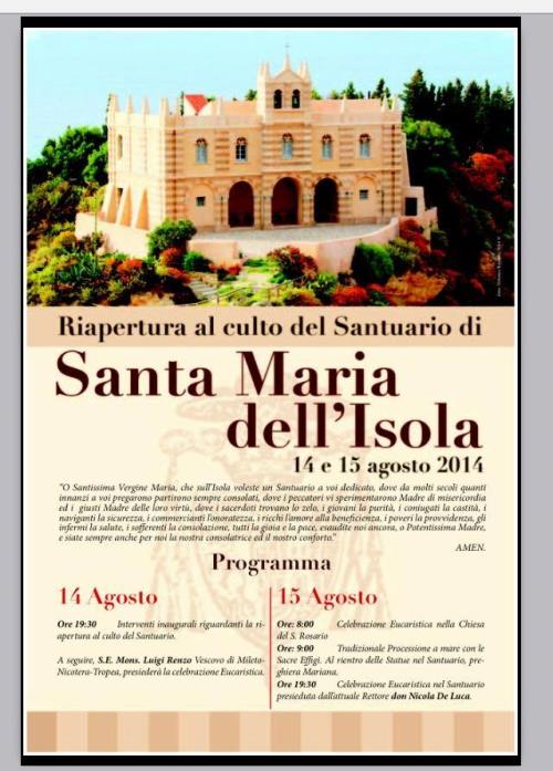 RIAPERTURA DI SANTA MARIA DELL'ISOLA