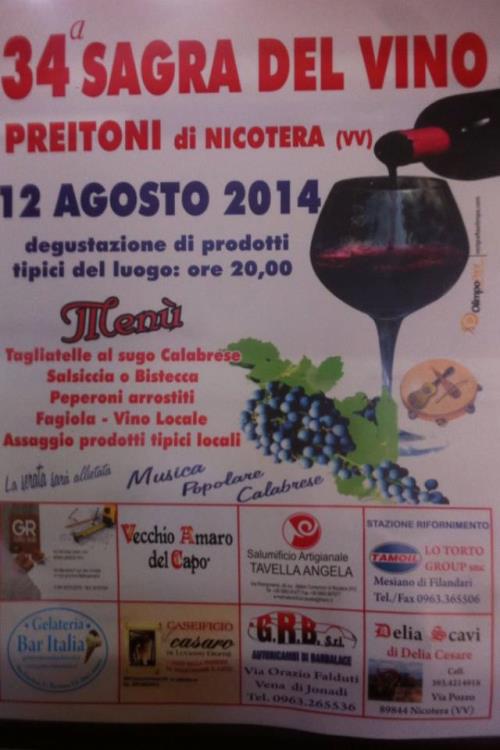 34esima SAGRA DEL VINO DI PREITONI